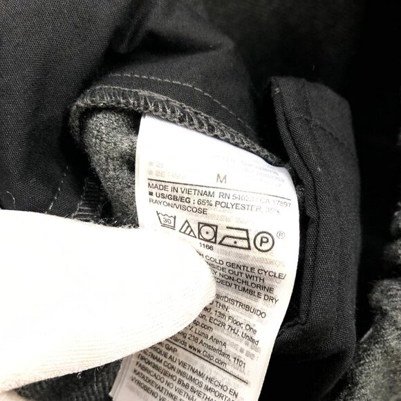 Gap Relaxed Pleated Dress Pant Mens M Gray Flannel Wool-Like Baggy Elastic Waist - Picture 11 of 12